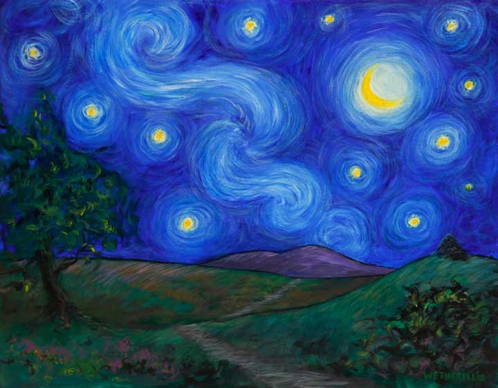 Starry Night on Exmoor by Tim Wetherell after Vincent Van Gogh