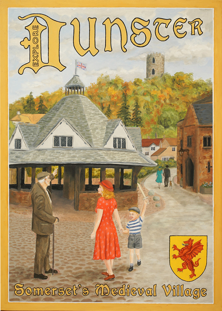 Explore Dunster - Somerset's medieval village oil painting by Tim Wetherell